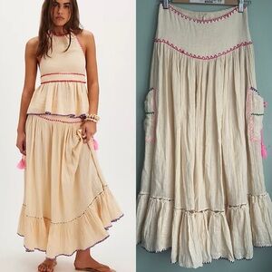 Bohemian Cream Maxi Skirt